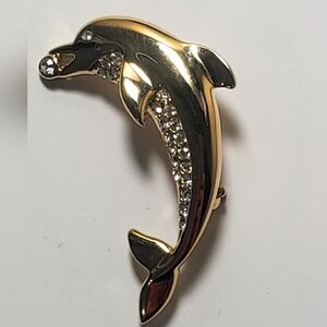 Vintage Gold Tone Dolphin Brooch (3 For $20 SALE)